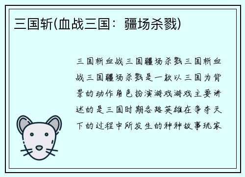 三国斩(血战三国：疆场杀戮)